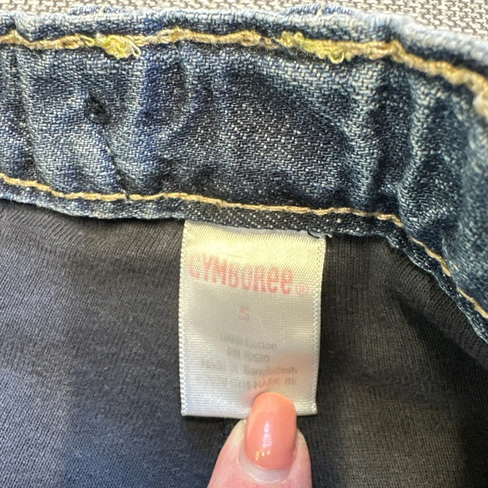 Gymboree‎ Denim Skirt Girls Size 5 Smiley Back Embroidered Adjustable Waist